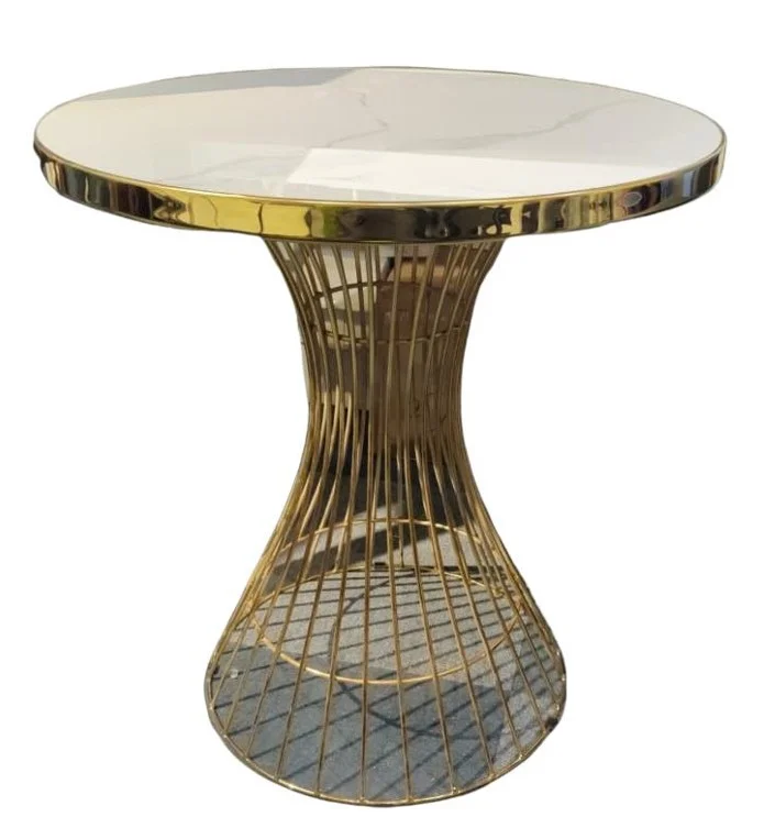 Acrylic Top Round table with golden Round leg Size:H 75 cm