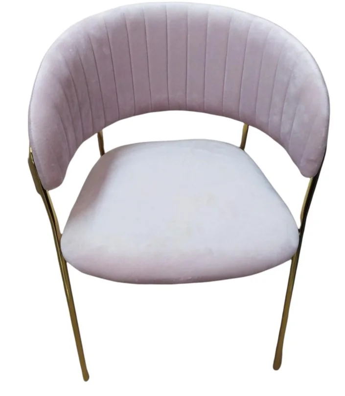 Four leg Fabric chair with metal leg Color pink