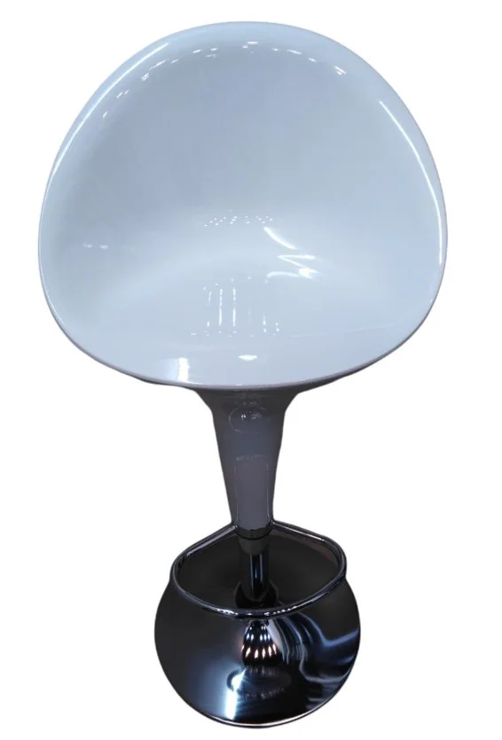 Bar stool ,chrome base with foot ring Color White