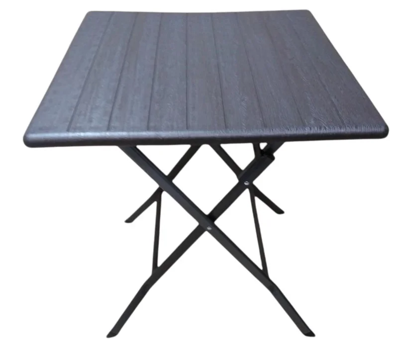 Dining table, Folding type, plastic top with metal leg size:60 x 60 Color Brown