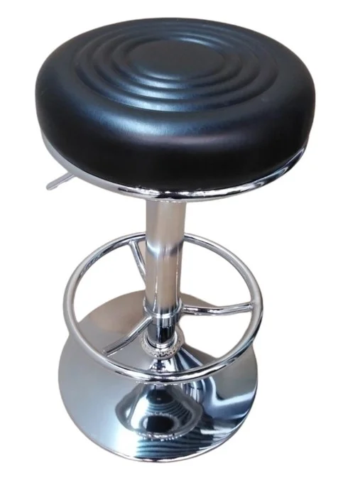 Bar stool PU Seat with chrome base with foot ring, height adjustable Color Black