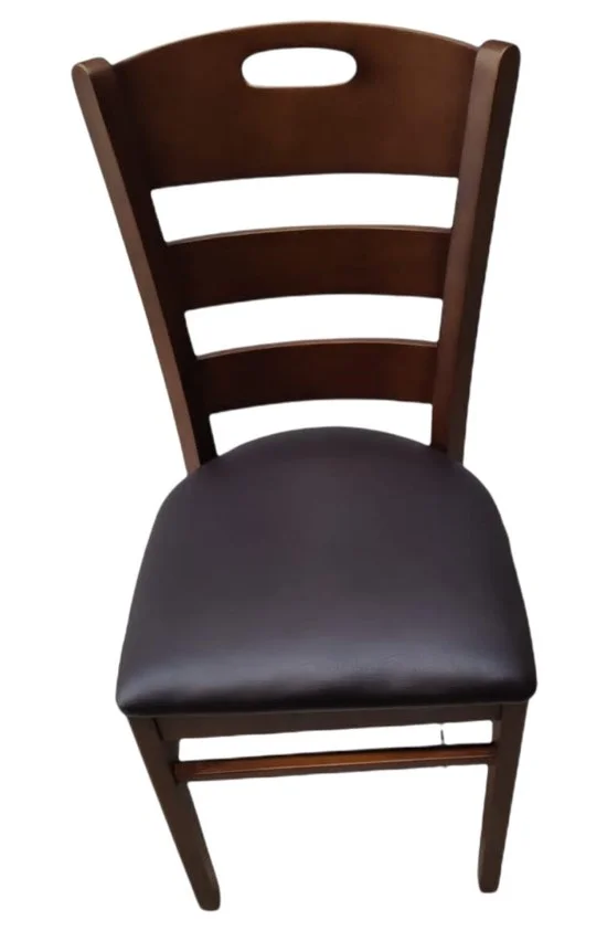 Four leg Wooden chair with pu seat Color Brown