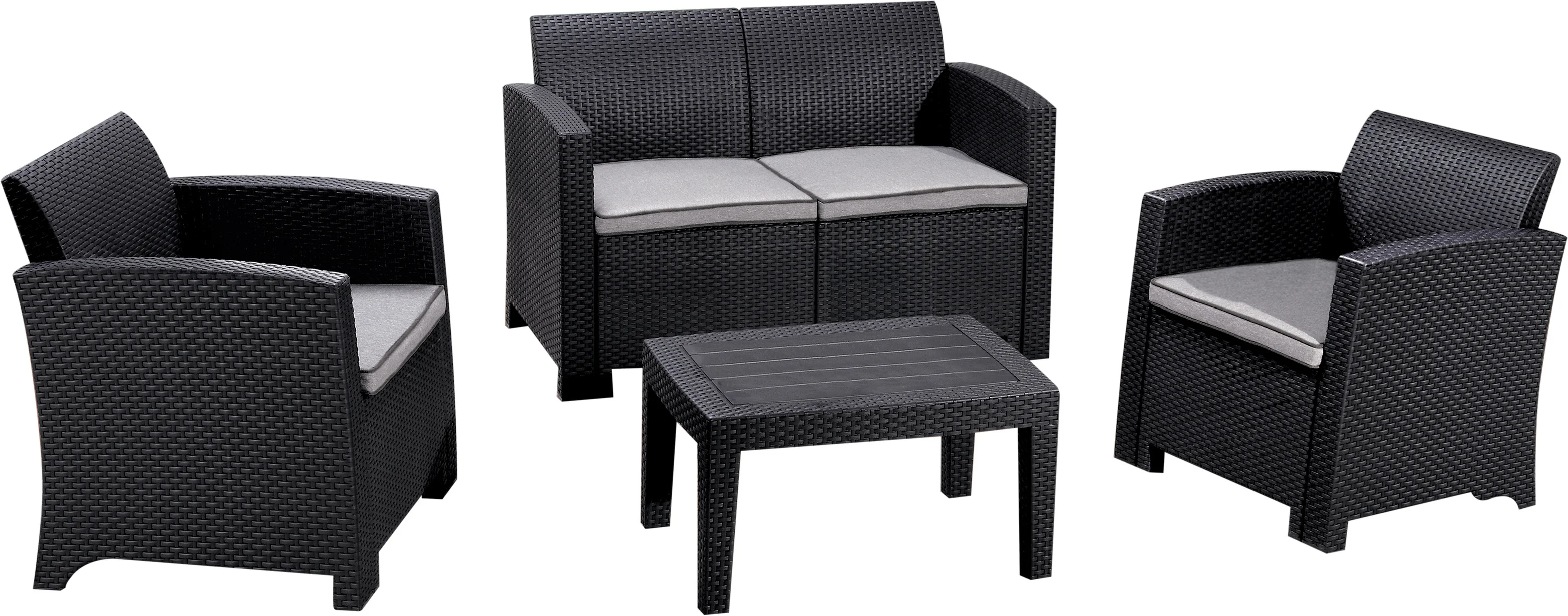 COSMOPLAST CEDAR RATTAN SOFA SET M (BLACK) IPOFSF002