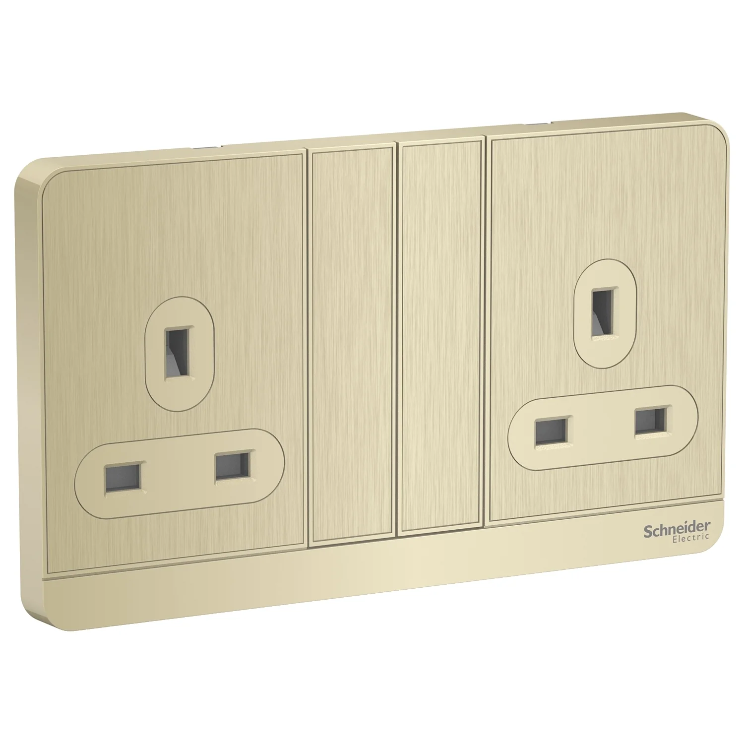 AvatarOn, 2 switched socket, 3P, 13 A, 250 V, Metal Gold Hairline