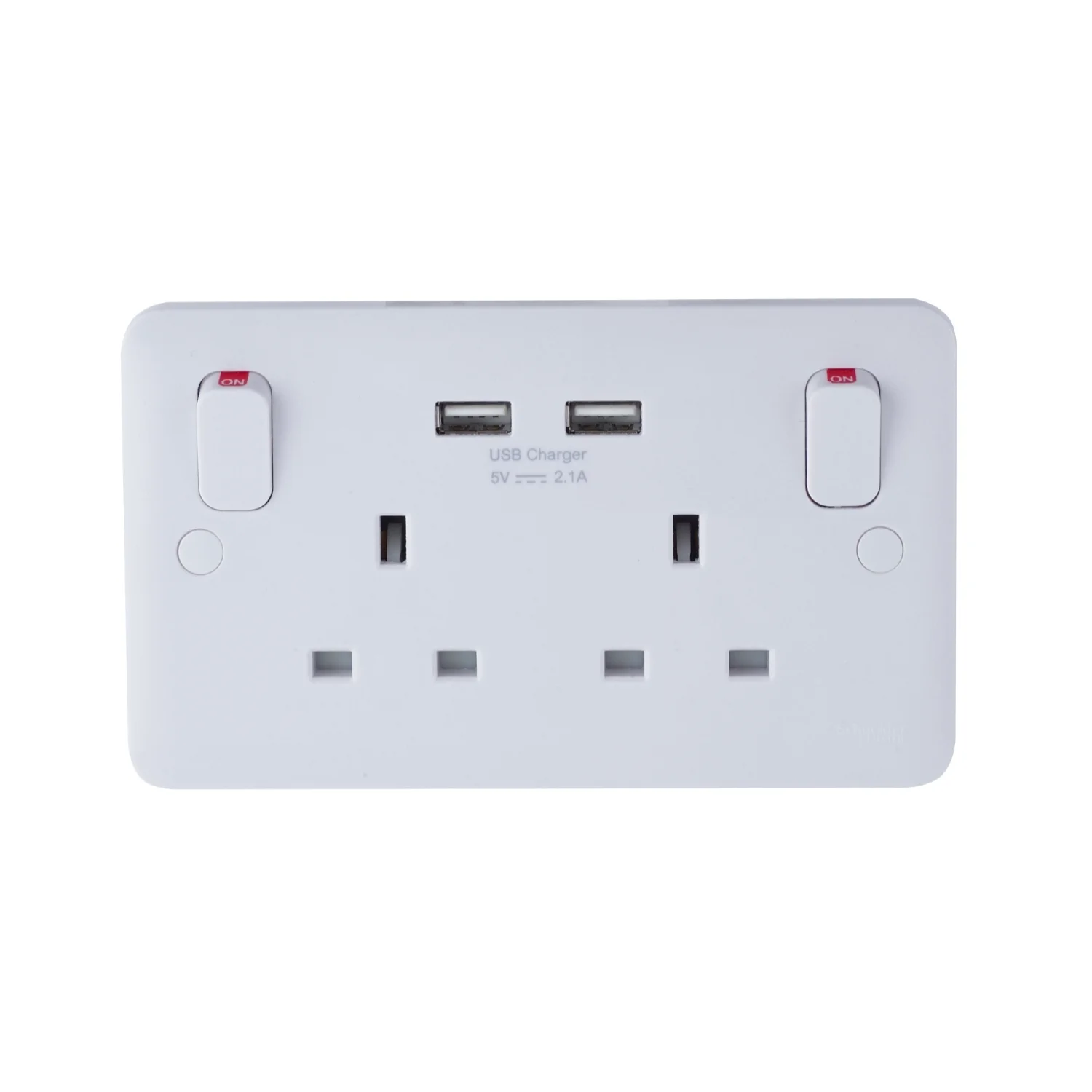 Lisse White Moulded - Twin Socket combined 2 x USB SP 2.1 A., Pack - White