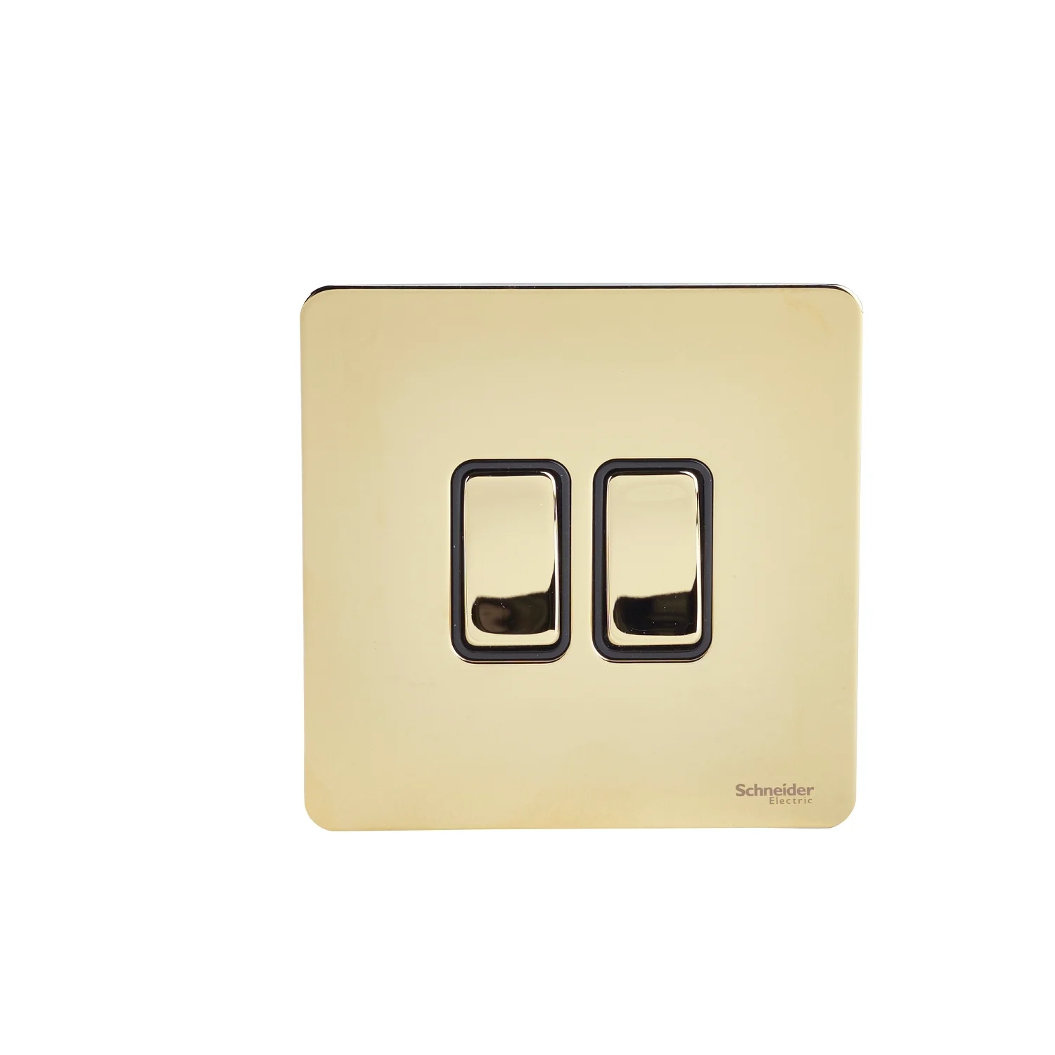 Ultimate Screwless flat plate - 1-pole 2-way plate switch - 2 gangs - brass