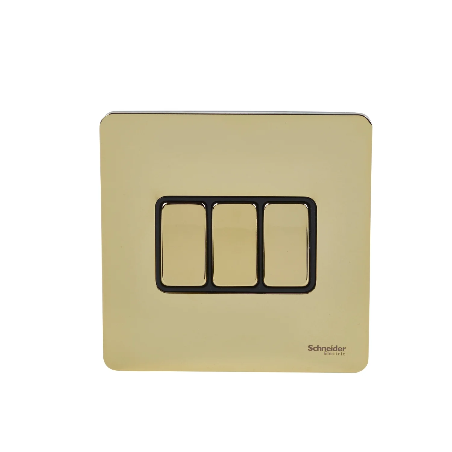 Ultimate Screwless flat plate - 1-pole 2-way plate switch - 3 gangs - brass