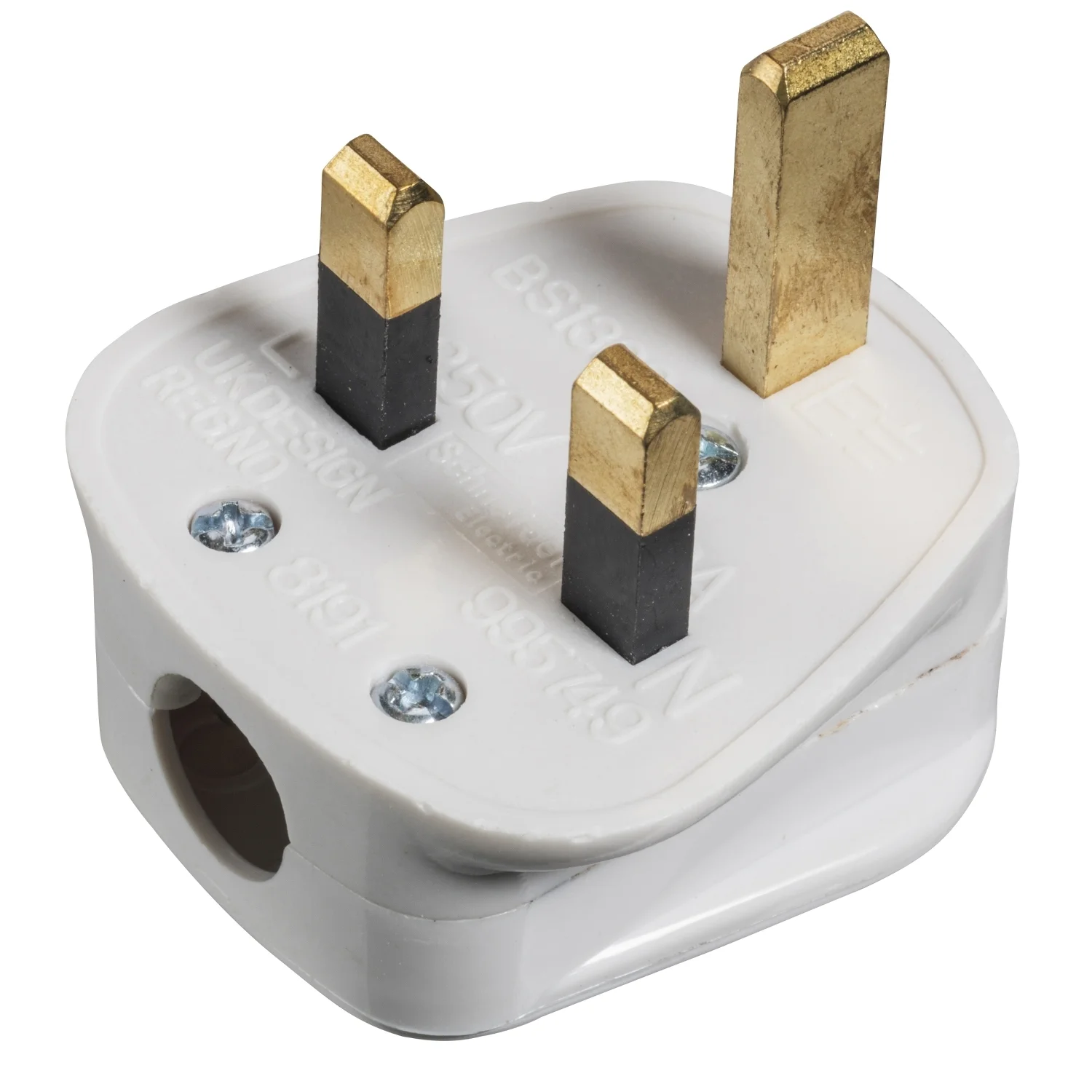 Exclusive - round 3 pin plug - 13A - white