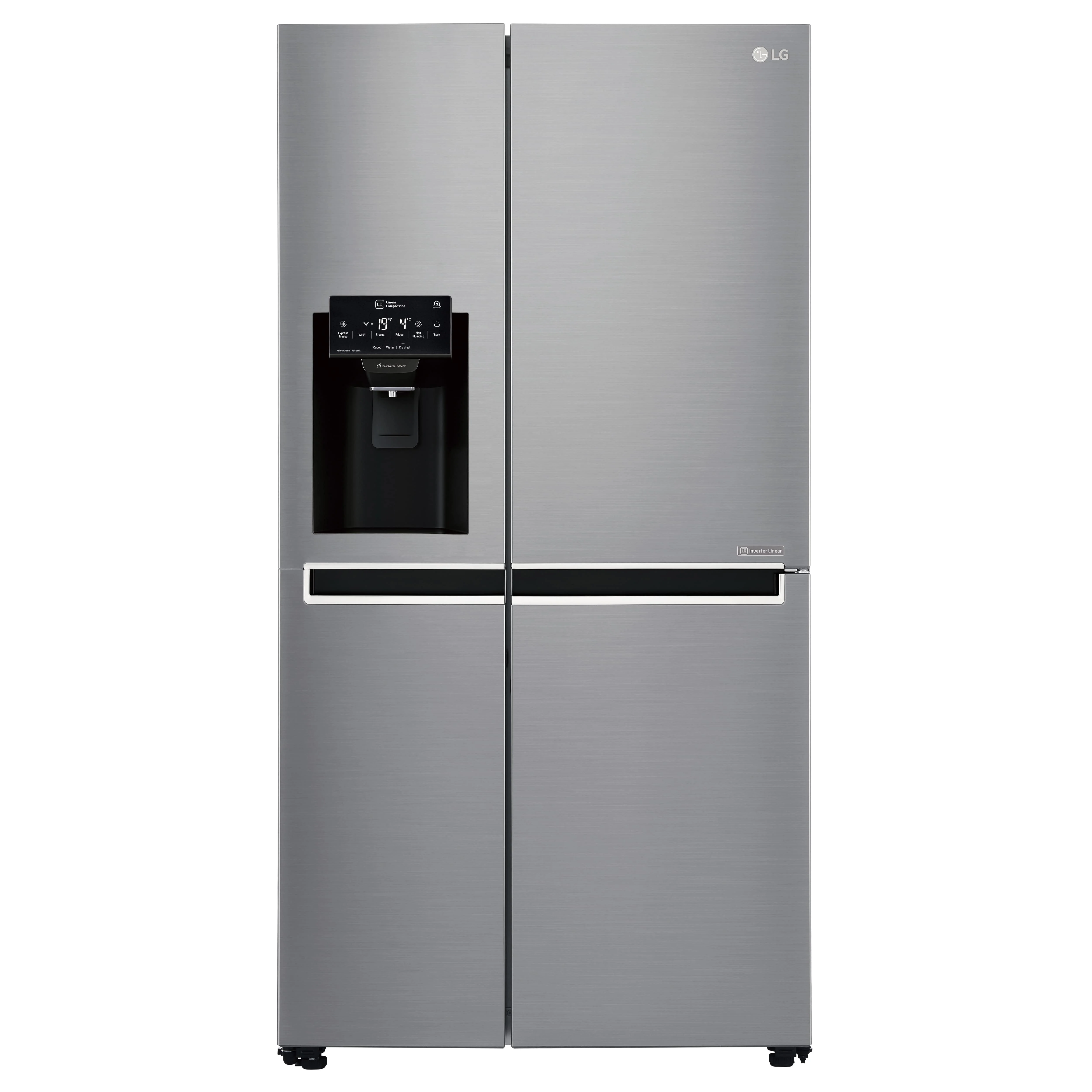 LG Side by Side Refrigerator, Platinum Silver, Inverter Linear Compressor - GR-L247SLKV