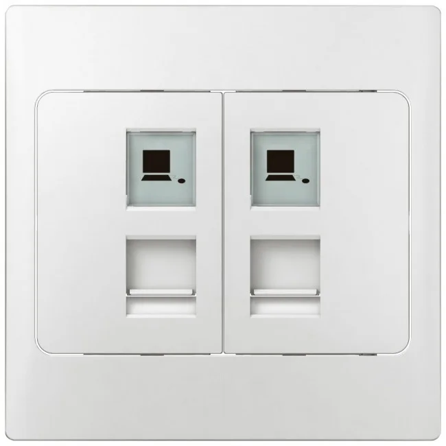 Data socket Mallia - double RJ 45 - category 6 - UTP - white