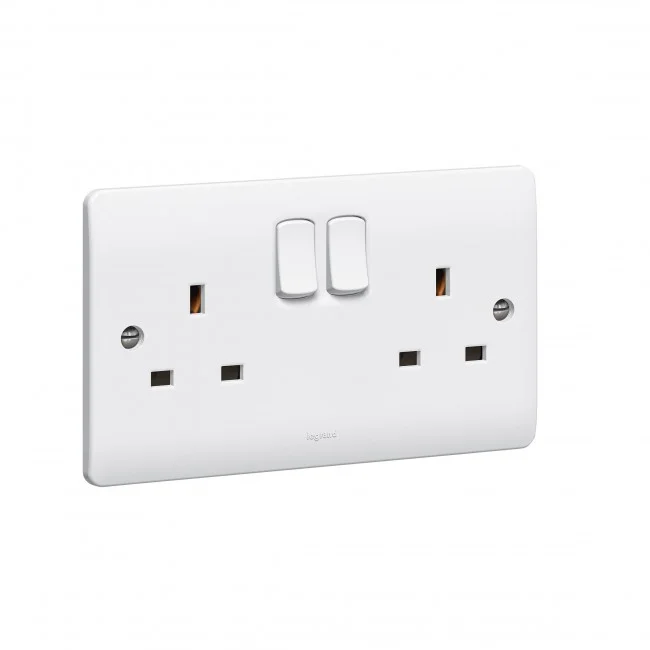 Socket outlet Synergy - 2 gang switched - 13 A 250 V~ - white