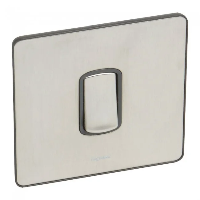 Single Pole plate switch Synergy -1 gang -2-way -10 AX -250 V~ Sleek Design brushed stainless steel