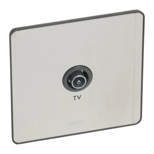 TV socket Synergy - single male - Sleek Design brushed stainless steel