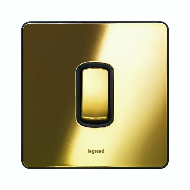 Single Pole plate switch Synergy -1 gang -2-way -10 AX -250 V~ Sleek Design glossy gold