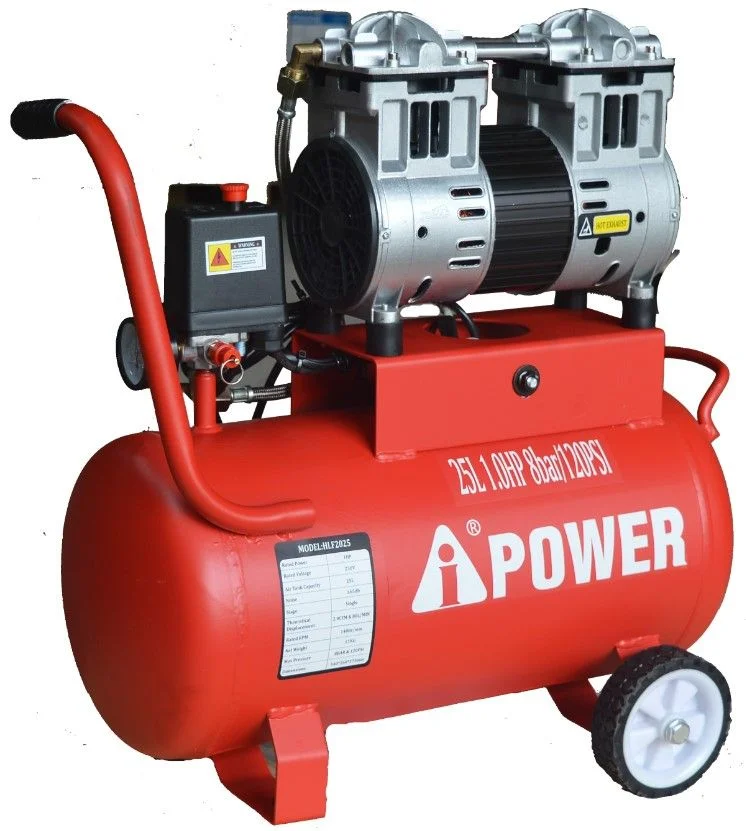 HLF2025 (25L, 850W/1HP, 1.0HP, 8 BAR / 120PSI, 2.9CFM & 80L/Min, 50HZ/230V, OIL FREE SILENT AIR COMPRESSOR)