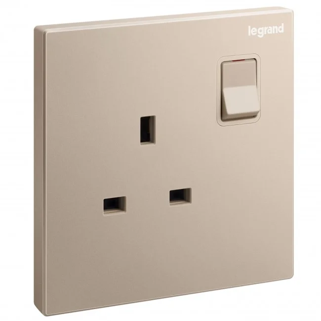 British standard socket outlet Galion 13A 250V~ 1 gang single pole - switched - rose gold