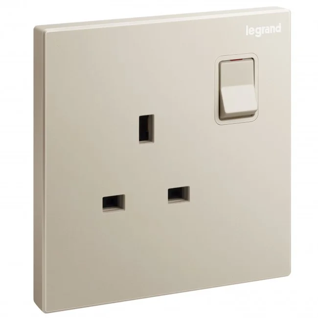 British standard socket outlet Galion 13A 250V~ 1 gang single pole - switched - champagne<BR>