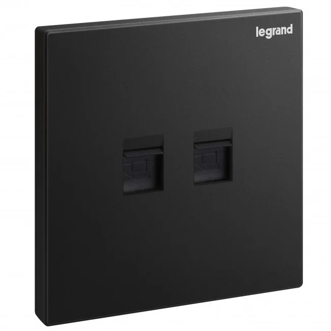 Double RJ45 data socket Galion category6 UTP - matt black