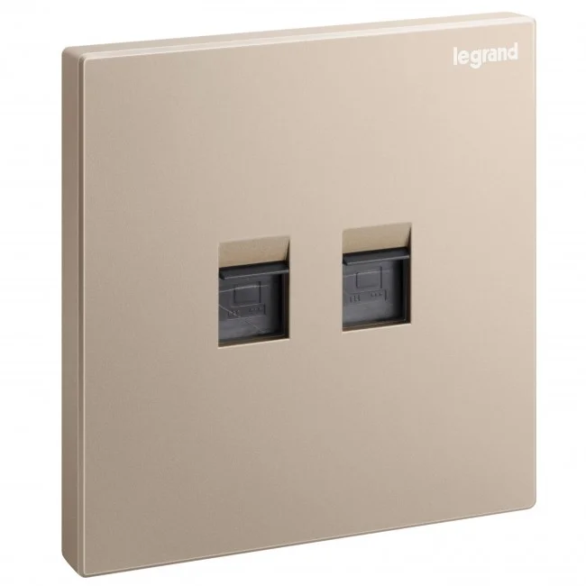 Double RJ45 data socket Galion category6 UTP - rose gold