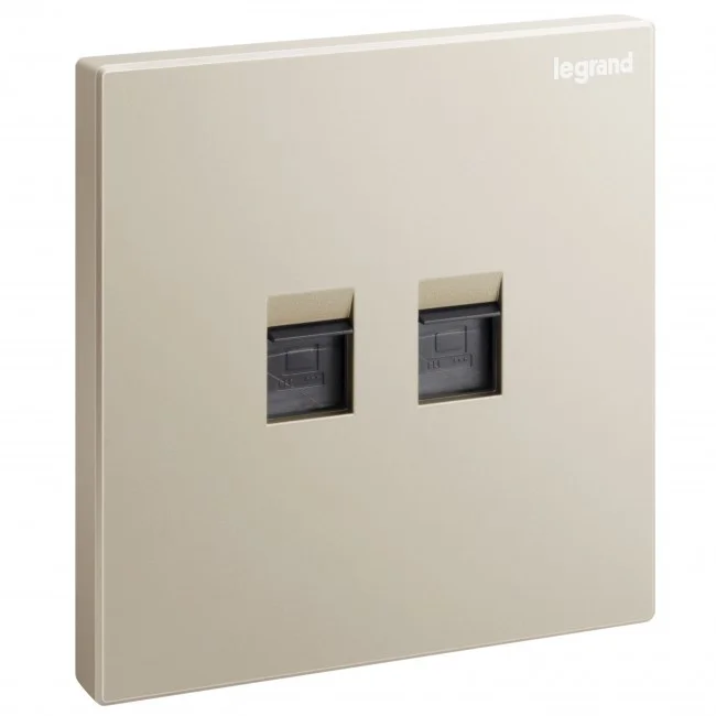 Double RJ45 data socket Galion category6 UTP - champagne