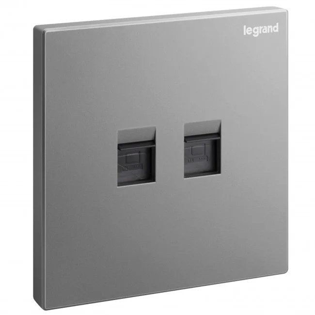 Double RJ45 data socket Galion category6 UTP - dark silver