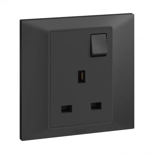 British standard socket outlet Belanko S - 13A 250V~ 1 gang single pole switched - anthracite