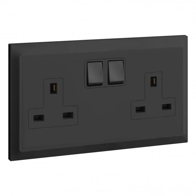 British standard socket outlet Belanko S - 13A 250V~ 2 gang single pole switched - anthracite