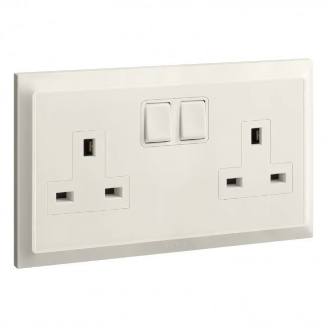 British standard socket outlet Belanko S - 13A 250V~ 2 gang single pole switched - ivory