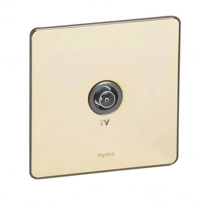 TV socket Synergy - single male - Sleek Design glossy gold