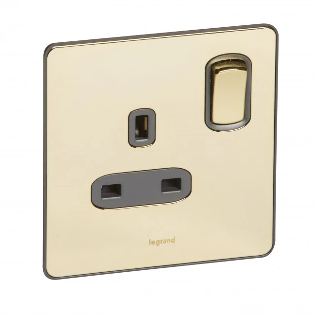 British standard Synergy -Single Pole 1 gang switch -13 A -250 V~ Sleek Design glossy gold