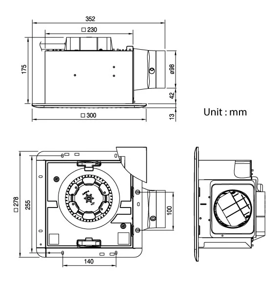 KDK 24CDF 9" CEILING MOUNT 105 CFM