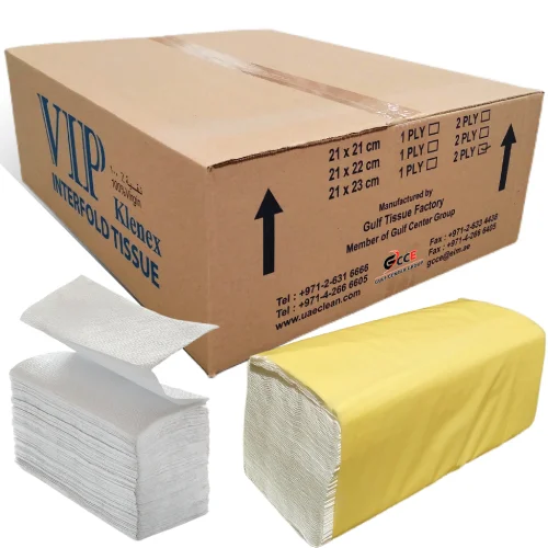 KLENEX/ VIP 6291107490403 Interfold Tissue 150 Sheets 2 ply, 21 cm x 23 cm, (Acceptable Variation Ratio "3%) 100% Virgin Paper Pulp