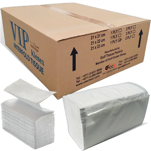 KLENEX/ VIP 6291107490410 Interfold Tissue 150 Sheets 1 ply, 21 cm x 23 cm,34gsm (Acceptable Variation Ratio "3%) 100% Virgin Paper Pulp