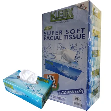 KLENEX/ VIP 6291107493879 Super Soft Facial Tissue 200 Sheets, 2 Ply, 21 cm x 19 cm. (Acceptable Variation Ratio "3%) 100% Virgin Paper Pulp