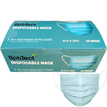 OPTI TECH Face Mask Disposable None Medical 3 Ply, With Elastic