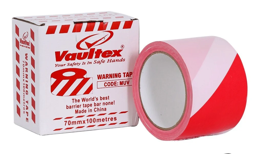 WARNING TAPE RED & WHITE - 70MM x 100 METER