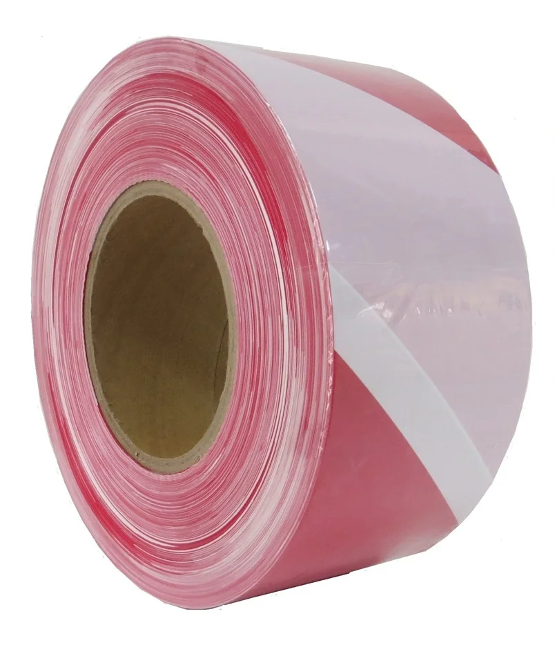 WARNING TAPE RED & WHITE - 70MM x 500 METRES X 35 MICRONS