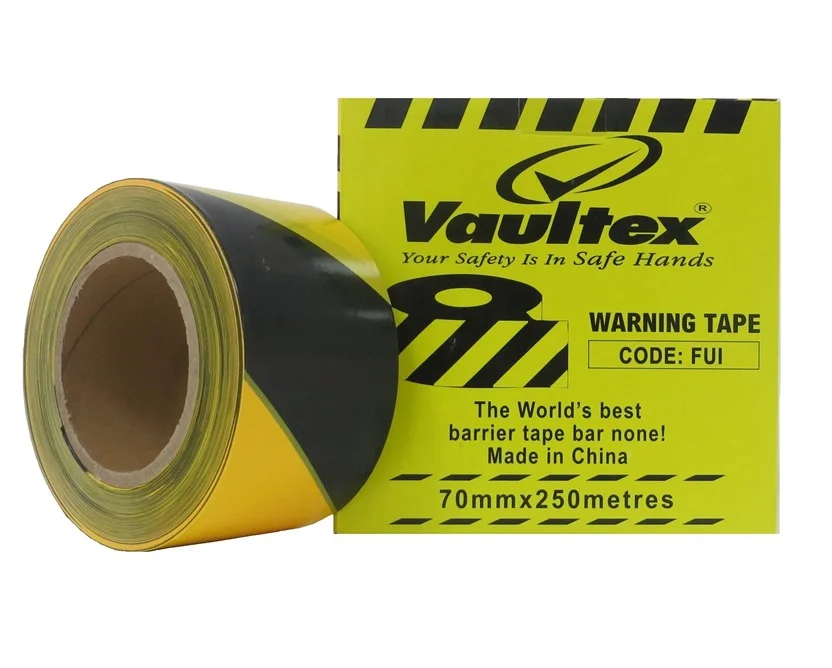 VAULTEX WARNING TAPE YELLOW & BLACK- 70MM x 250 METRES