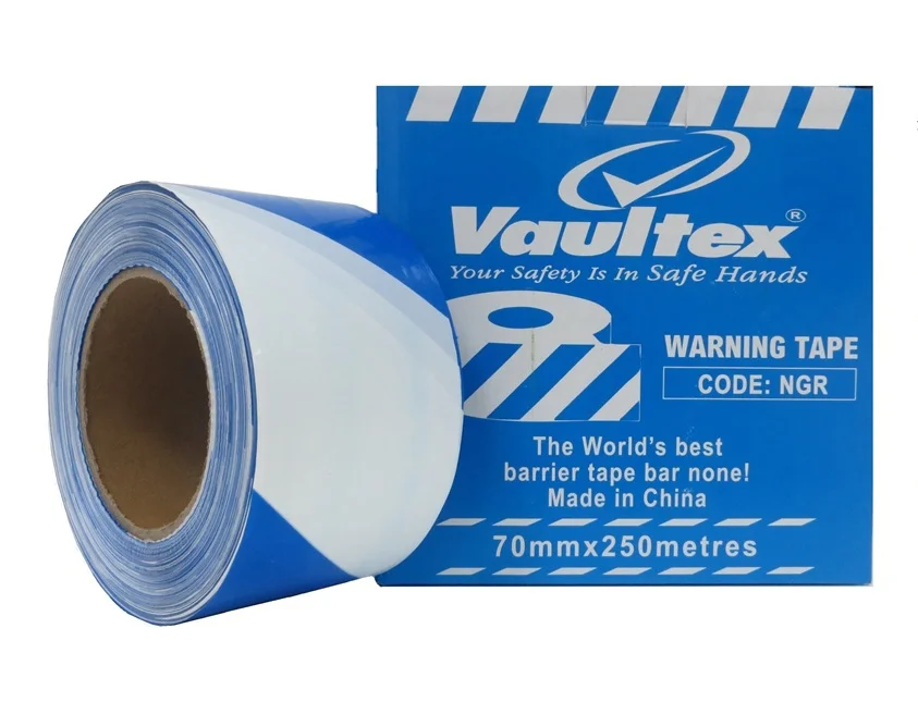 VAULTEX WARNING TAPE BLUE & WHITE - 70MM x 250 METRES