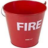 METAL FIRE BUCKET CONTAINING SAND.