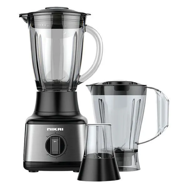 NIKAI BLENDER, 2 JAR (PLASTIC & GLASS)& 1 GRINDER NB3900GEB