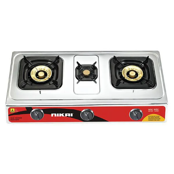 NIKAI TRIPLE BURNER GAS STOVE STAINLESS STEEL NG845SFN