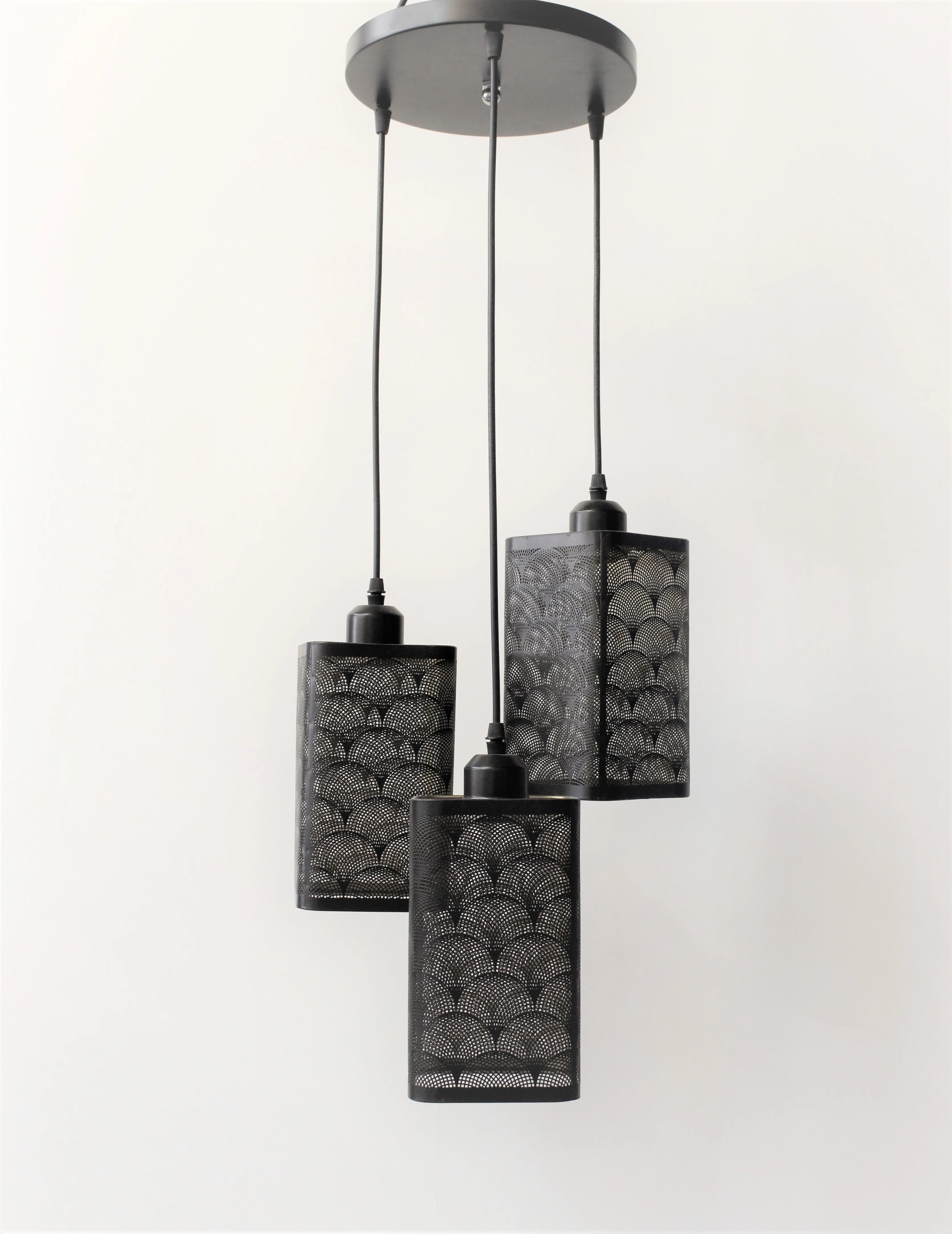 Faccini Pendant Light 5755/3 METAL COVER / ( OUT BK/ IN GD )