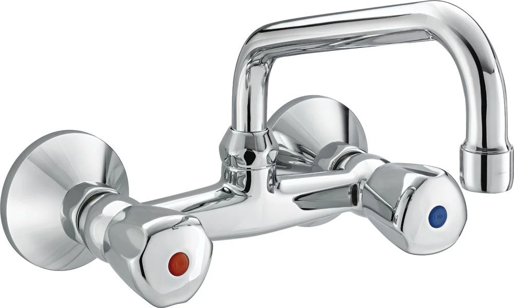 PREMIER dual controlled wall-mounted sink mixer with swivel spout