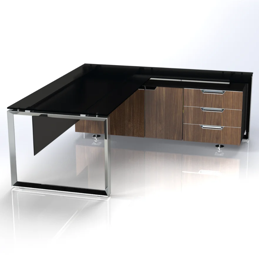 Glass desk shop with storage