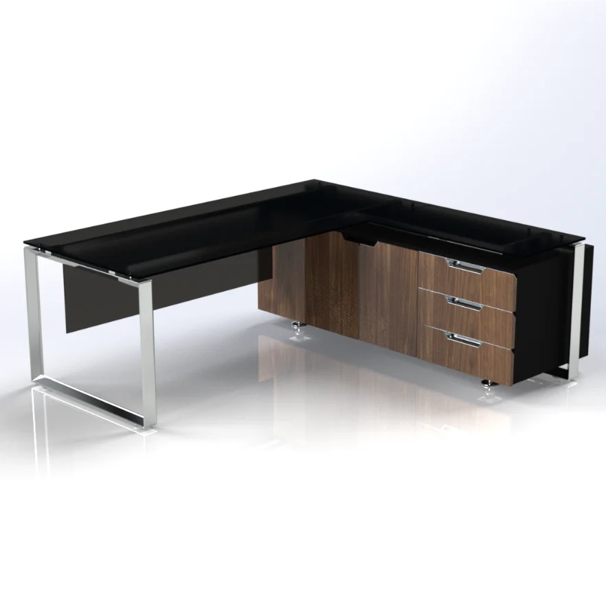 Glass desk shop with storage