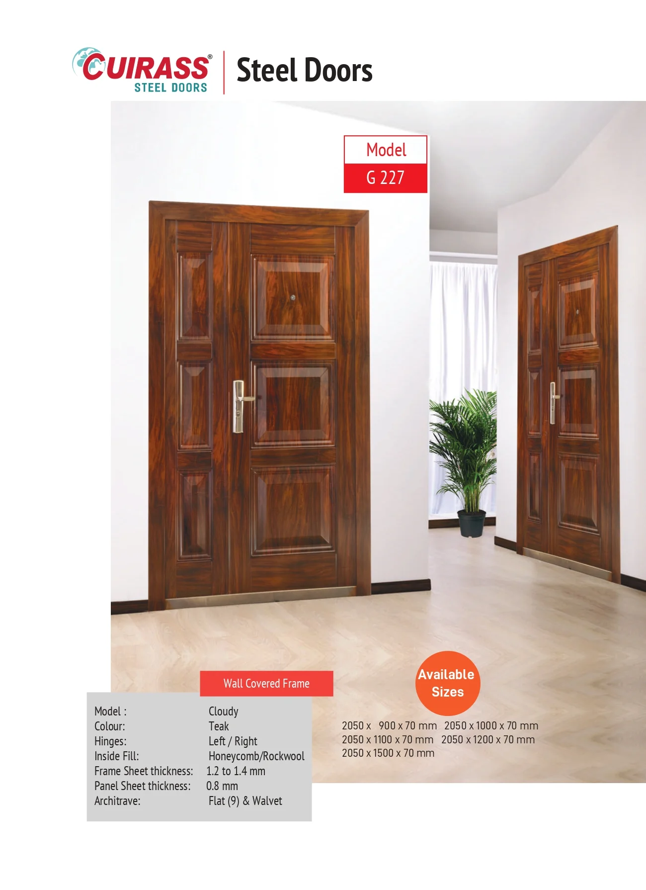 CUIRASS STEEL DOOR G 227 TEAK