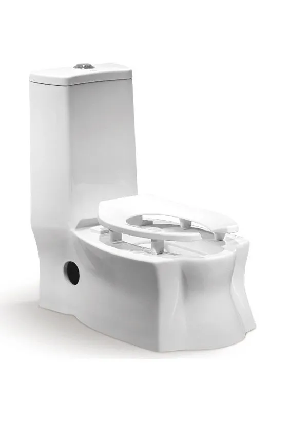 GOLDEN DRAGON BATHROOM TOILET STRAIGHT FLUSH TOILET ; ONE - PIECE TOILET (30CM)- S-TRAP, WHITE COLOR WITH PP HYDRAULIC SEAT COVER - GD2071 - MATERIAL: CERAMIC - GOLDEN DRAGON WC