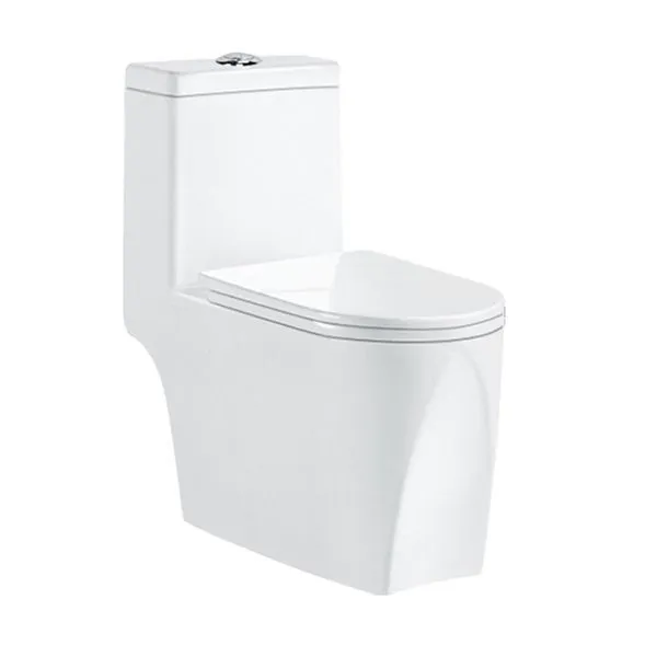 GOLDEN DRAGON BATHROOM TOILET STRAIGHT FLUSH TOILET ; ONE - PIECE TOILET (25CM)- S-TRAP, WHITE COLOR WITH UF HYDRAULIC SEAT COVER - GD2115 - MATERIAL: CERAMIC - GOLDEN DRAGON WC