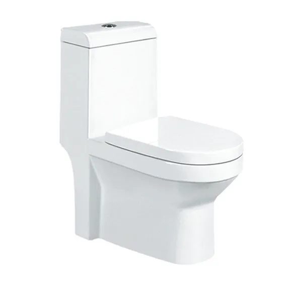 GOLDEN DRAGON BATHROOM TOILET STRAIGHT FLUSH TOILET ; ONE - PIECE TOILET (25CM)- S-TRAP, WHITE COLOR WITH PP HYDRAULIC SEAT COVER - GD2135 - MATERIAL: CERAMIC - GOLDEN DRAGON WC